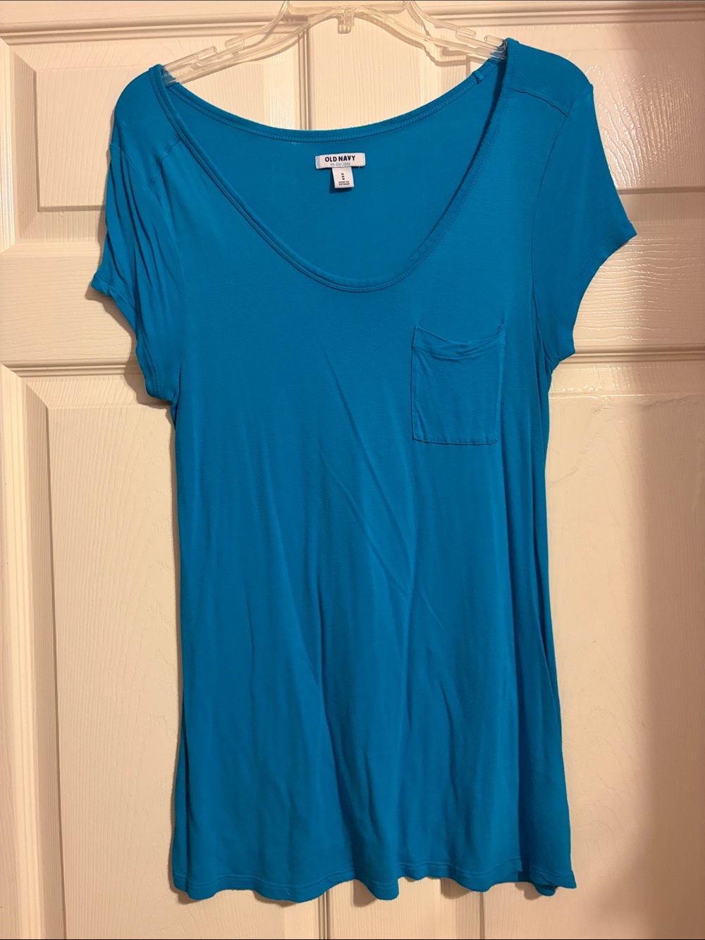 Old Navy Bright Teal Scoop Neck Pocket Tee - Women's